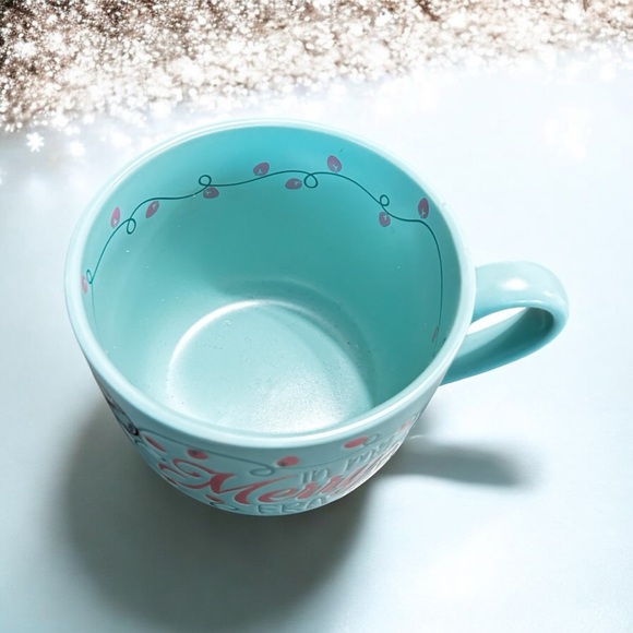 NWT In My Merry Era Turquoise & Pink Christmas Mug Gift Cute Adorable - Picture 3 of 3